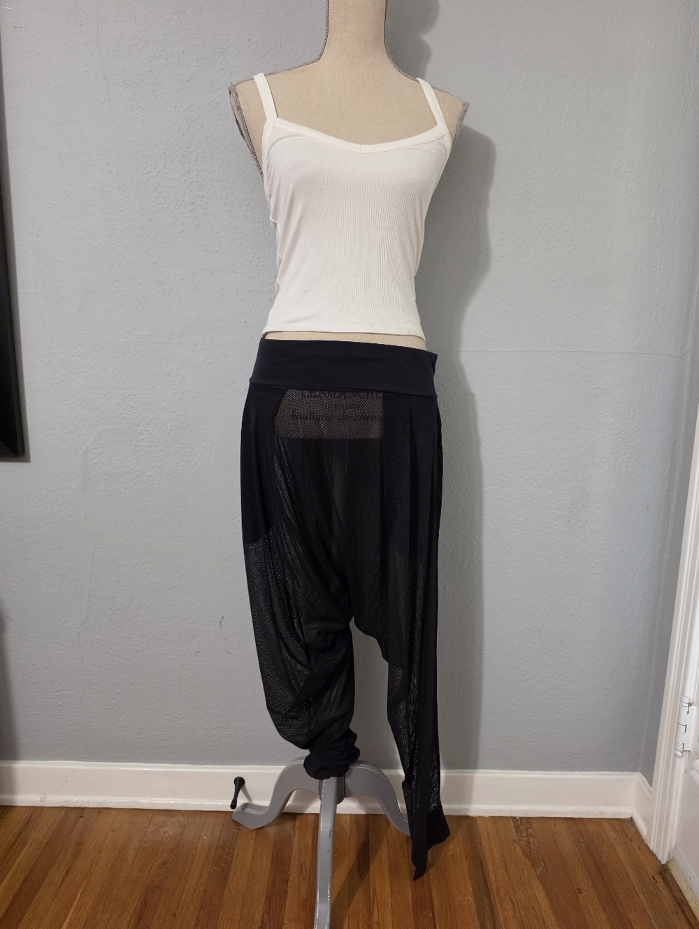 Sweaty‎ Beaty Black Hatha Harem Yoga Trousers Mesh Sheer Pants Large